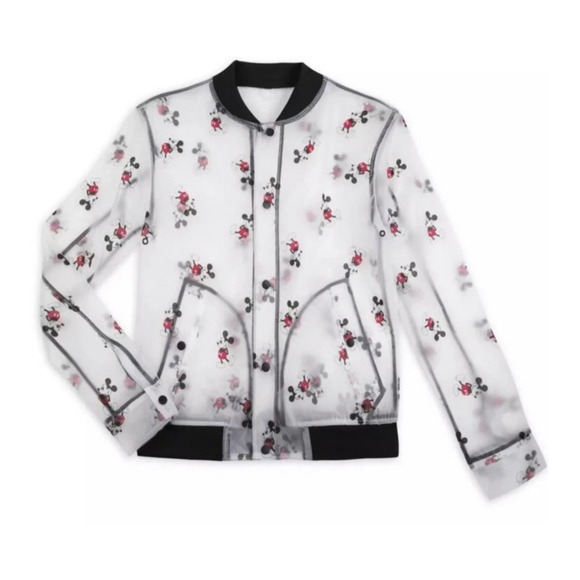 Disney Jackets & Blazers - Disney Mickey Mouse Sheer Bomber Jacket‎ Novelty Print Lightweight S